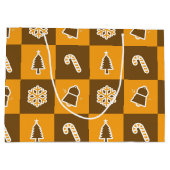 Festive Holiday Grid Pattern Große Geschenktüte (Rückseite)