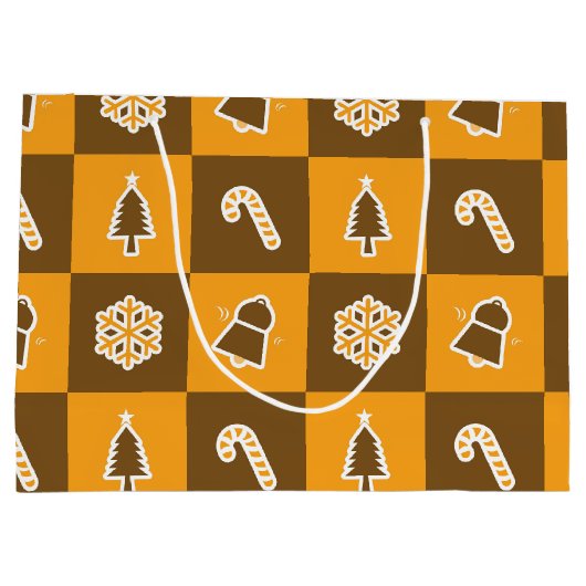 Festive Holiday Grid Pattern Große Geschenktüte (Rückseite)