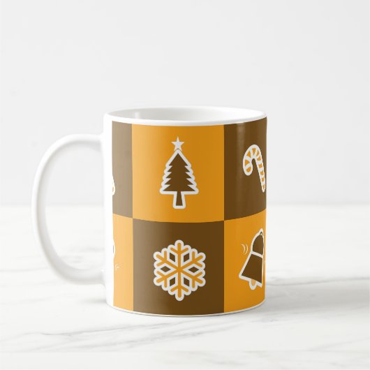 Festive Holiday Grid Pattern Kaffeetasse (Links)