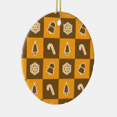Festive Holiday Grid Pattern Keramik Ornament (Rechts)