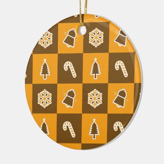 Festive Holiday Grid Pattern Keramik Ornament (Links)