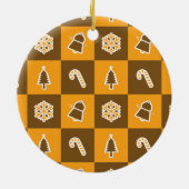 Festive Holiday Grid Pattern Keramik Ornament (Hinten)