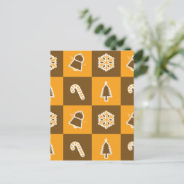 Festive Holiday Grid Pattern Postkarte