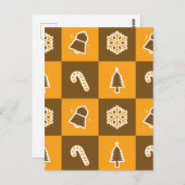 Festive Holiday Grid Pattern Postkarte (Vorne/Hinten)