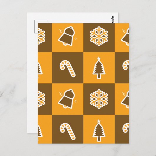 Festive Holiday Grid Pattern Postkarte (Vorne/Hinten)
