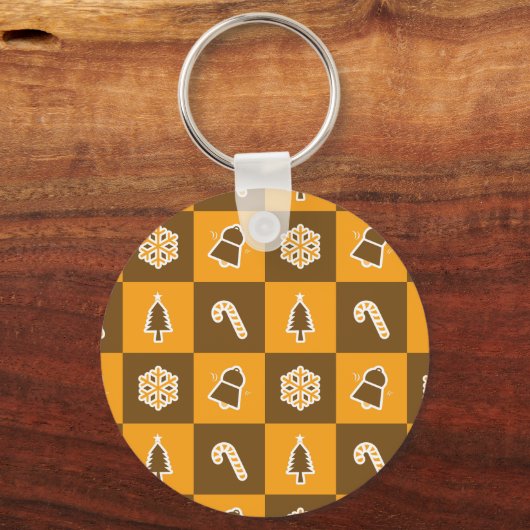 Festive Holiday Grid Pattern Schlüsselanhänger (Rückseite)