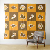 Festive Holiday Grid Pattern Wandteppich (Beispiel (Horizontal))