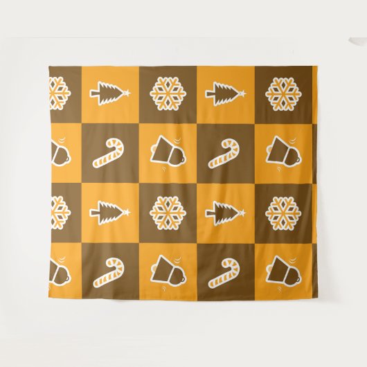 Festive Holiday Grid Pattern Wandteppich (Vorderseite (Horizontal))