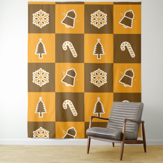 Festive Holiday Grid Pattern Wandteppich (Beispiel)