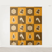 Festive Holiday Grid Pattern Wandteppich (Vorderseite)