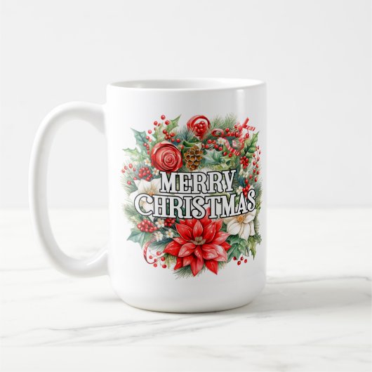 Festive Holiday Merry Christmas Wreath Kaffeetasse (Links)