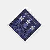 Festive Holiday Navy Christmas Trees Silver Bows Serviette (Ecke)