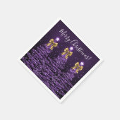 Festive Holiday Purple Christmas Trees Gold Bows Serviette (Ecke)