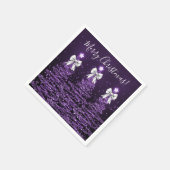 Festive Holiday Purple Christmas Trees Silver Bows Serviette (Ecke)