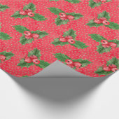 Festive Holly Berries Geschenkpapier (Ecke)