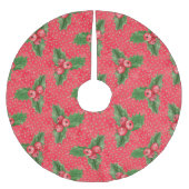 Festive Holly Berries Polyester Weihnachtsbaumdecke (Vorderseite)