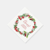 Festive Holly Berry Cheers Weihnachts-Party Serviette (Ecke)