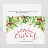 Festive Holly Berry Mistletoe Weihnachtsgrüße Feiertagskarte (Vorne/Hinten)