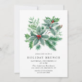 Festive Holly Berry Weihnachtsfeiertage BRUNCH Einladung (Vorderseite)