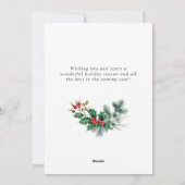 Festive Holly Berry Wreath Weihnachtsgrüßen Feiertagskarte (Rückseite)