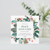 Festive Holly Berry Wreath Weihnachtsgrüßen Feiertagskarte (Stehend Vorderseite)