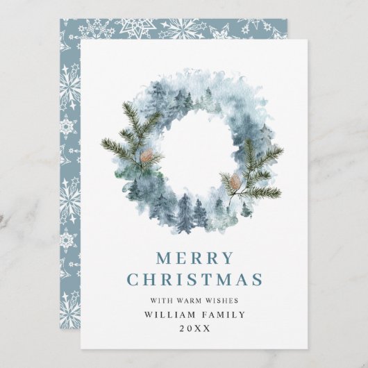 Festive Holly Berry Wreath Weihnachtsgrüßen Feiertagskarte (Vorne/Hinten)