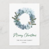 Festive Holly Berry Wreath Weihnachtsgrüßen Feiertagskarte (Vorderseite)