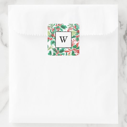 Festive Holly Christmas Monogram Sticker (Tasche)