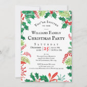 Festive Holly Christmas Red Green Party Invitation Einladung (Vorderseite)