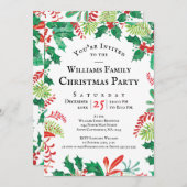 Festive Holly Christmas Red Green Party Invitation Einladung (Vorne/Hinten)