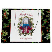 Festive Holly | FOTO | Schwarzer Hintergrund Große Geschenktüte (Vorderseite)