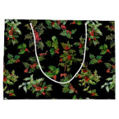 Festive Holly | FOTO | Schwarzer Hintergrund Große Geschenktüte (Rückseite)