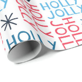 Festive Holly Jolly Red Blue Geschenkpapier (Rolleneckpunkt)