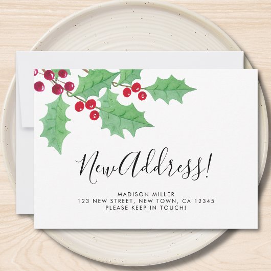 Festive Holly New Address Moving Ankündigung