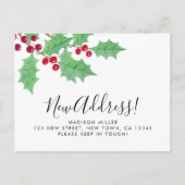 Festive Holly New Address Moving  Ankündigungspostkarte (Vorderseite)