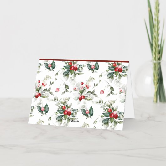 Festive Holly Pattern Frohe Weihnachten Foto (Rückseite)