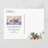 Festive Holly Pattern Frohe Weihnachten Foto (Rückseite)