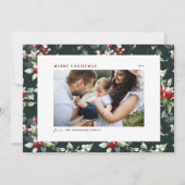 Festive Holly Pattern Frohe Weihnachten Foto (Vorderseite)