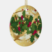 Festive Holly Ribbon — Elegant Christmas Design Keramik Ornament (Rechts)