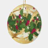 Festive Holly Ribbon — Elegant Christmas Design Keramik Ornament (Links)