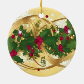 Festive Holly Ribbon — Elegant Christmas Design Keramik Ornament (Hinten)