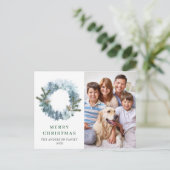 Festive Holly Wreath Frohe Weihnachtsfeiertage FOT Postkarte (Stehend Vorderseite)