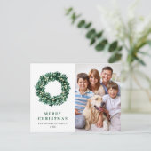 Festive Holly Wreath Frohe Weihnachtsfeiertage FOT Postkarte (Stehend Vorderseite)