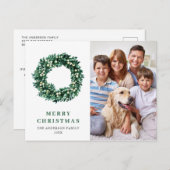 Festive Holly Wreath Frohe Weihnachtsfeiertage FOT Postkarte (Vorne/Hinten)