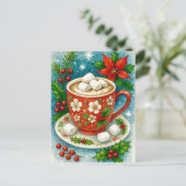 Festive Hot Cocoa Christmas Postcard Feiertagspostkarte (Stehend Vorderseite)