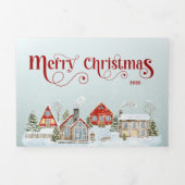 Festive Houses Trifold Christmas Holiday Card Dreifach Gefaltete Einladung (Cover)
