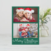 Festive Hunter Green 2 Photo Collage Feiertagskarte (Stehend Vorderseite)