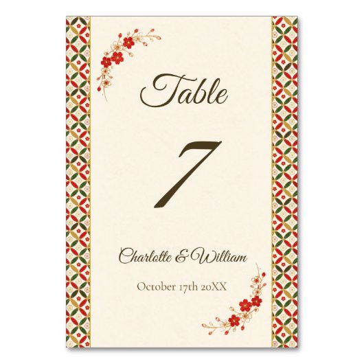 Festive Japanese Blossom Table Number Tischnummer (Vorderseite)