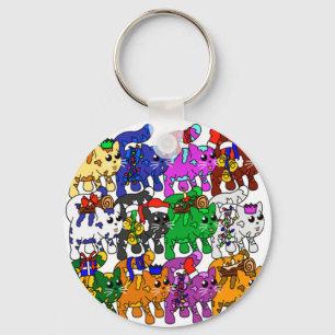 Festive Jolly Meowy Christmas Cats Schlüsselanhänger