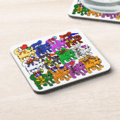 Festive Jolly Meowy Weihnachtskatzen Getränkeuntersetzer (Linke Seite)